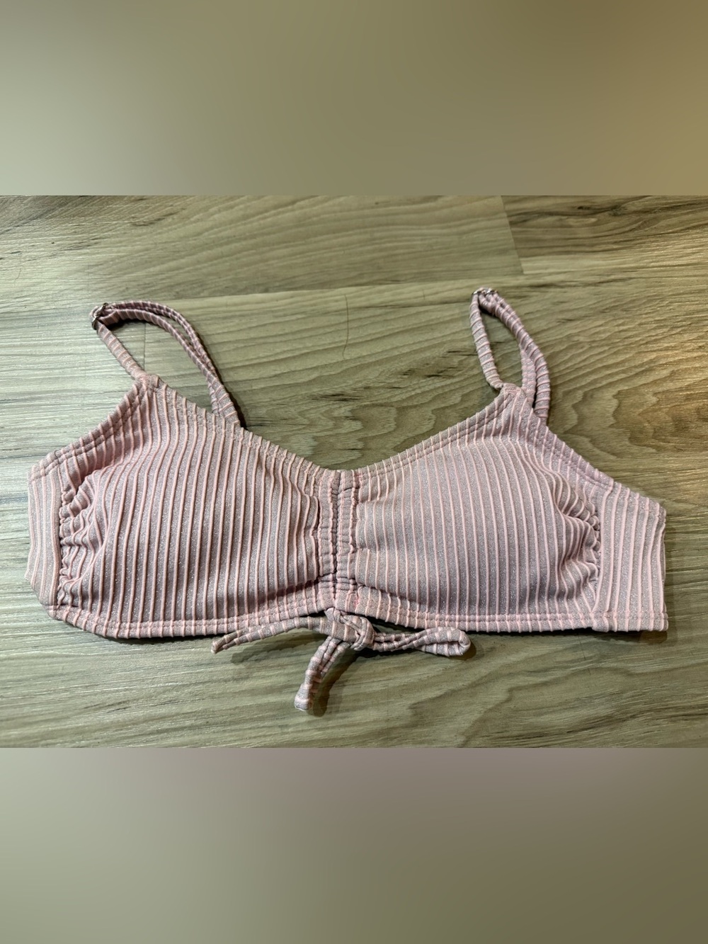 Xhilaration Light Pink Glitter Bikini Top with Front Tie Size M